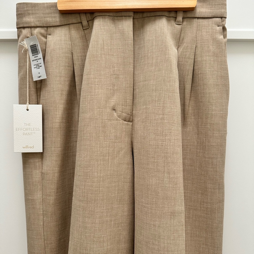 Aritzia Effortless pant in oatmeal Beige Straight-Leg Trousers - Picture 5 of 9